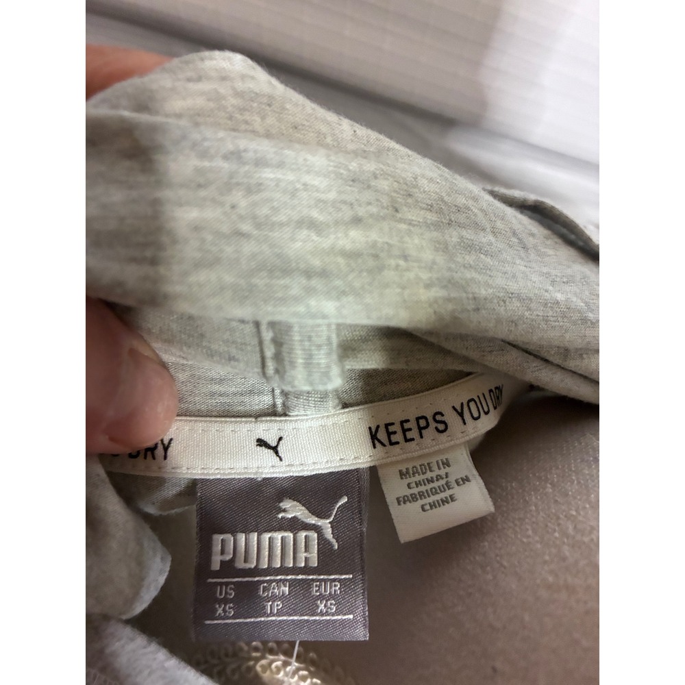 Puma Womens DryCell Heather Gray Long Sleeve Hooded Activewear Shirt XS NWT - Picture 4 of 5